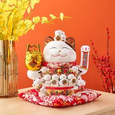 Buy Chinese Lucky Cat Maneki Neko Fortune Ceramic Feng Shui Figure Home Decor • 145.18£