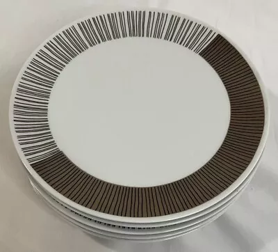 Buy Thomas Rosenthal Plates (6) Arabesque Brown Black White Stripes Germany 8.25” • 41.49£