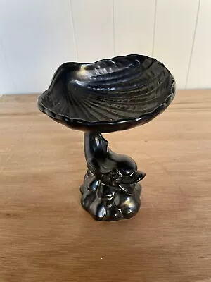 Buy Vintage Dartmouth Pottery Black Dolphin With Shell Dish - Great Condition • 22£