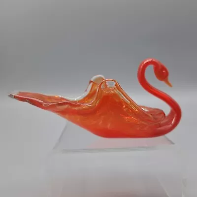 Buy Vintage Blown Glass Swan Trinket Dish Orange Swirl 5 Inches Bird  • 14.15£