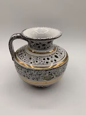 Buy Rossini Originals Mid Century Lava Glaze Handled Jug Vase Made In Italy 5 1/2  • 50.72£