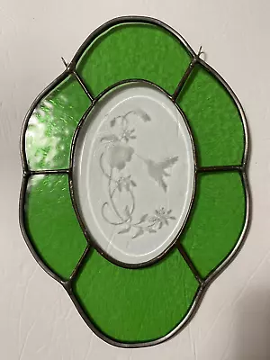Buy Stained Glass Sun Catcher Etched Leaded Glass Hummingbird Green 10.75  X 7.5  • 23.62£