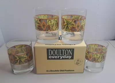 Buy 4 Royal Doulton CINNABAR Double Old Fashioned Glasses - New In Box • 42.44£