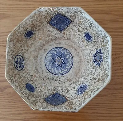 Buy Antique Osaka Blue & White Bowl Japanese  Holy Images JKL Fenton Gold Patterns • 21.99£