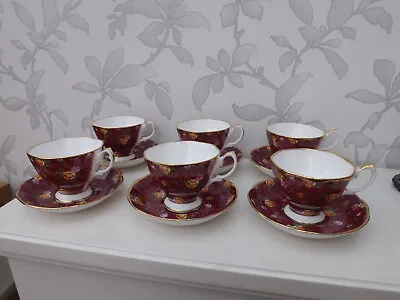 Buy Royal Albert Old Country Roses Ruby Lace 6 X Cups & Saucers • 84.95£