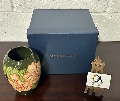 Buy Vintage Moorcroft Pottery Coral Hibiscus Vase Green Moorcroft Vase With Box  • 225£
