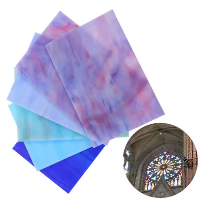 Buy 6Pcs Rainbow Textured Glass Sheet Stained Glass Mosaic Cathedral Stained Glass • 27.38£