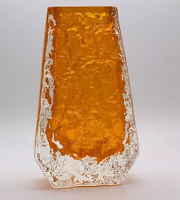 Buy Whitefriars Textured Range Tangerine Orange 5” Coffin Vase 9886 Geoffrey Baxter • 95£
