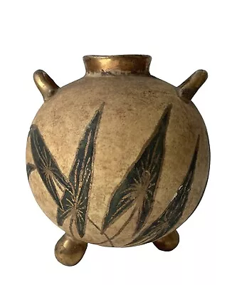 Buy Antique Jersey City Pottery Footed Vase Art Nouveau Leaf Pattern 1880’s I.V.W. • 191.81£