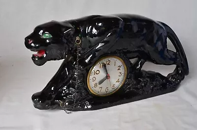 Buy Vintage Sessions JAGUAR, Black  Mantle Clock WORKS! Beautiful Clock • 166.03£