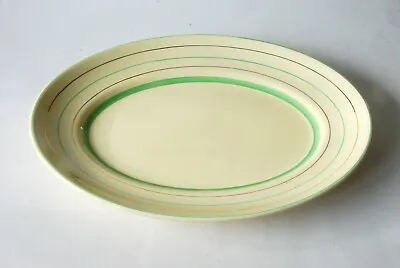 Buy 1920s Art Deco Clarice Cliff Green Gold Stripe 2407 37cm Oval Platter Newport 1 • 18£
