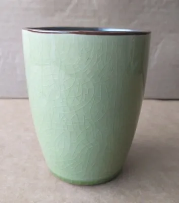 Buy Green Glazed Crazing Pottery Mug, No Handle, Matt Black Interior, Good Condition • 9.99£