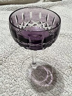 Buy Walsh Amethyst Overlay Cut Cup Bowl Crystal Cocktail/Wine Glass. C1930. • 20£
