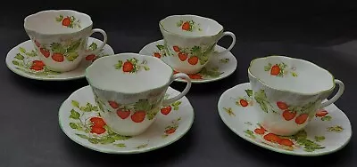 Buy Four Bone China Queens China Virginia Strawberry Cups And Saucers (green Trim) • 20£