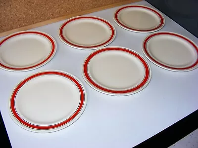 Buy 6 Mid Century Grindley Side Or Tea Plates. Red Border. C 1955. VGC • 8.99£