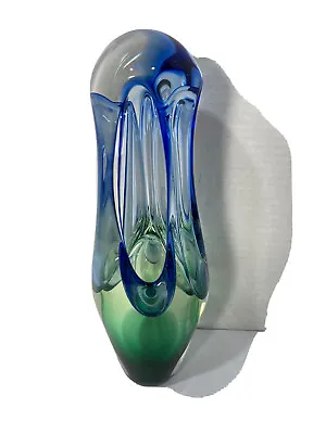 Buy Vtg 80’s Glass Of Venice Murano Glass Open Work 11” Vase/Object-Greens & Blues • 85.26£