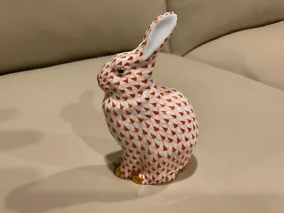 Buy Herend Porcelain Rust/Red Fishnet Sitting Bunny Rabbit W/24k Gold-MINT CONDITION • 262.34£