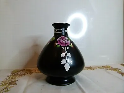 Buy Shelley Black Rose Vase 13cm High, C1918 • 16£