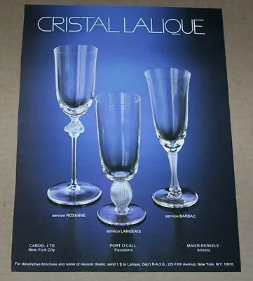 Buy 1981 Print Ad -Cristal Lalique Crystal Glass Stemware Glassware Advertising Page • 6.63£