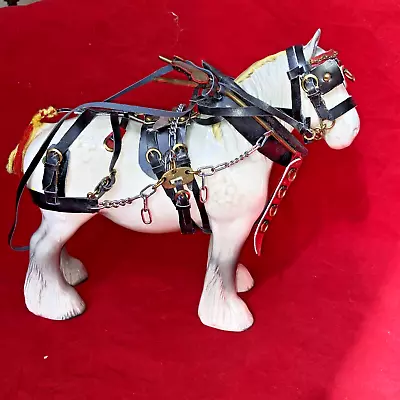 Buy Stunning Large Vintage Beswick Shire Horse With Harness Dapple Grey/White 818? • 26.98£