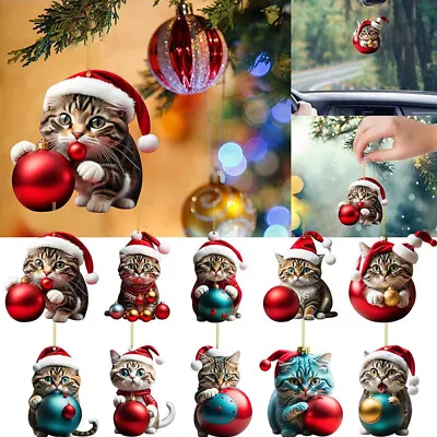 Buy Cartoon Cute Cat Christmas Hanging Pendant Acrylic Xmas Tree Decoration Ornament • 2.51£