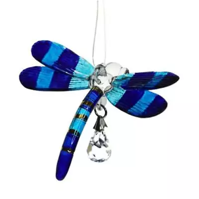 Buy Wild Things Gifts Fantasy Glass Dragonfly Sapphire Hanging Ornament 5054-SAP • 10.99£