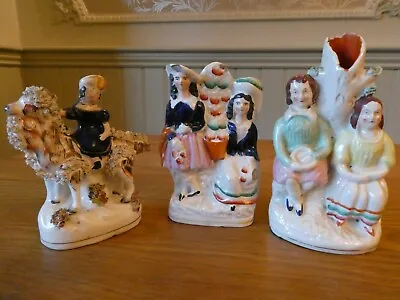 Buy 3 Small Staffordshire Pottery Figurines - Some Repairs • 32£
