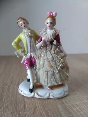 Buy Vintage Courting Couple Dresden Porcelain Style Couple Having Dance Rococo Style • 16.06£