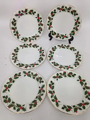 Buy X6 Royal Grafton Noel 21.5 CM Christmas Themed Holly Plates Fine Bone China • 9.99£