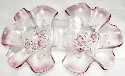 Buy Vintage Mikasa Rosella Frosted Pink Glass Double Serving Bowl  • 14.39£