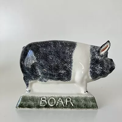 Buy Rye Pottery Hand Painted Boar Figure Saddleback Pig Mid Century • 40£