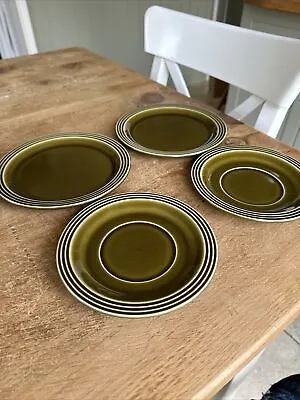 Buy 2 X Vintage Hornsea Heirloom Green Saucers And Side Plates • 5£