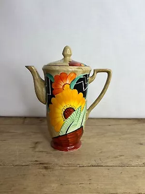Buy Crown Devon Art Deco Tall Coffee Pot Bright Floral Design A290 Good Condition • 55£