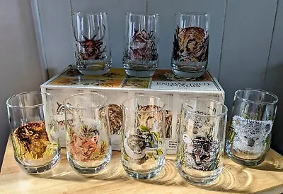 Buy Vintage Endangered Animals Collection Set Of 8 Glasses Glassware By Brockway • 188.50£