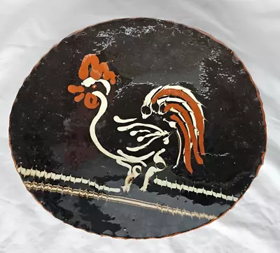 Buy Funky Slipware Studio Pottery Chicken Design Oval Dish, Mid Century Modern • 80£