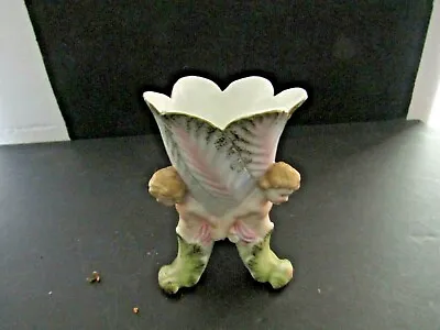 Buy 1- Porcelain Vase Footed Angel Cherub-putti-bisque-beautiful-excellent  • 52.08£
