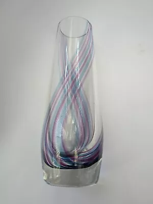 Buy Vintage Caithness Stem Vase Flamenco Range With Blue & Purple Swirl Art Glass 6  • 12£