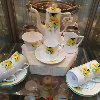 Buy A Beautiful Hand Painted Yellow Poppy Design  Noritake  Coffee Set • 134.99£