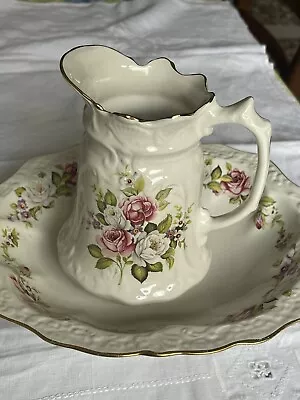 Buy James Kent Old Foley Water Jug And Wash Bowl Pink Rose Pattern Ceramic • 25£