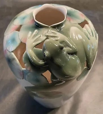Buy Vintage Franz Collection Climbing Frog Lily Pads Porcelain Vase FZ00063 • 312.36£
