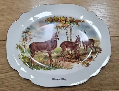 Buy Vintage LIVERPOOL ROAD POTTERY Platter Plate WOBURN ABBEY Deer WHITE BROWN • 11.60£