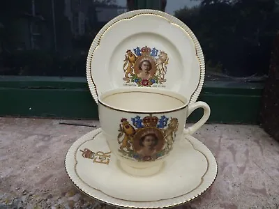 Buy 1953 Coronation Queen Elizabeth Newport Pottery Clarice Cliff Cup Saucer & Plate • 39.99£