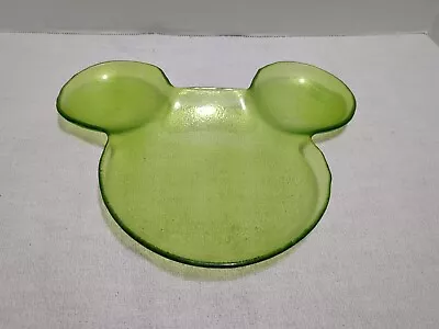 Buy Rare Disney Green Glass Mickey Mouse Serving Plate • 23.93£