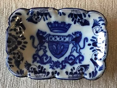Buy Faience Antique Tin Glazed Blue White Pottery Pin Dish Crest Coat Of Arms France • 20£