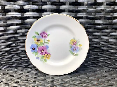 Buy English Bone China Plate With Pansies, Violets Pattern, White Floral Cake Plate • 8.95£