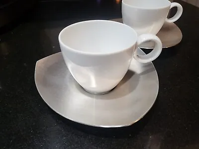 Buy 2 Sets Thomas Rosenthal Vario Stainless Steel Triangular Saucer + Porcelain Cup • 34.71£