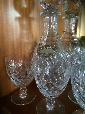 Buy Vintage 1970's Royal Brierley Crystal Cut Glass Sherry Decanter And 4 Glasses • 150£