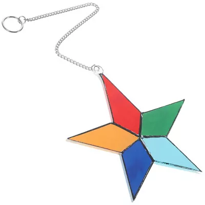 Buy Stained Glass Star Ornament Window Hanging Decoration • 7.79£