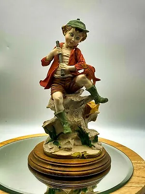 Buy 🖤 Rare Vintage Capodimonte Porcelain Playing Flute Boy Figurine 11.4''tall • 213£