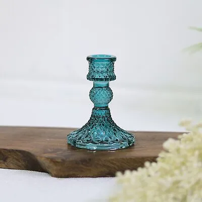 Buy Teal Dinner Candle Holder Glass Vintage Taper Table Tabletop Party Home Décor • 6.95£